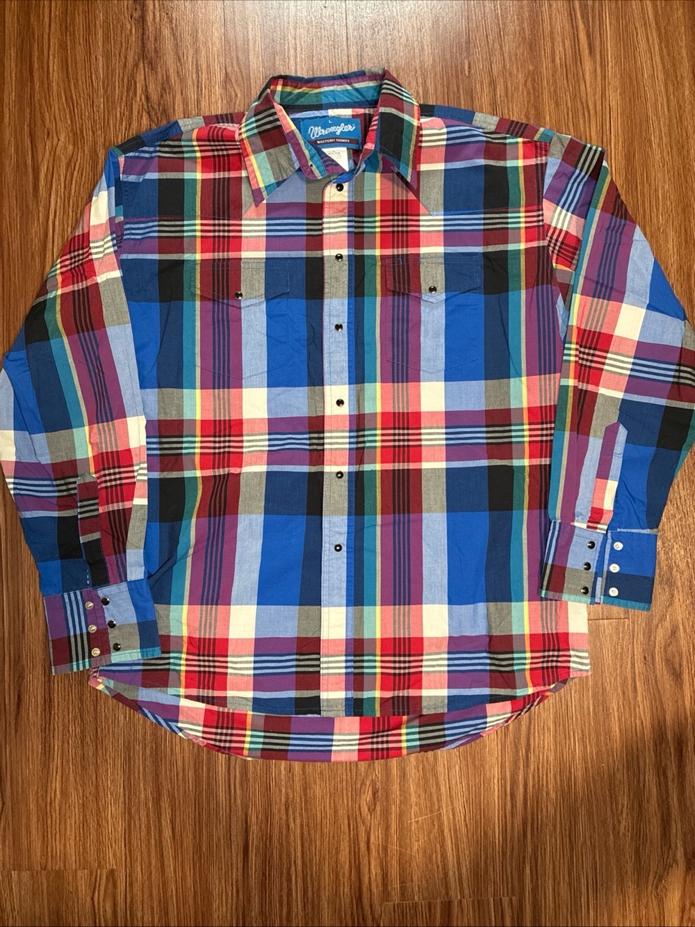 Men’s Vintage Wrangler Long Sleeve Western Shirt Size Large